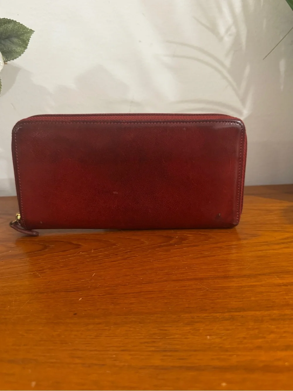 Coach vintage Leather Zip-Around Wallet in Deep Red